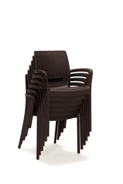 Sandalie Rattan Large Lüx Camlı Kahve Masa Takımı Bahçe&balkon 1 Camlı Masa + 6 Sandalye - 6