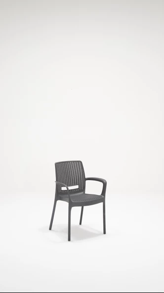 SANDALİE Rattan Camlı Lüx 80x80 Bahçe&Balkon&Teras Masa Seti - Antrasit - 3