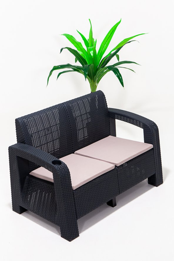 SANDALİE Olimpos 2li Koltuk Balkon&Teras Bahçe Mobilyası / Antrasit