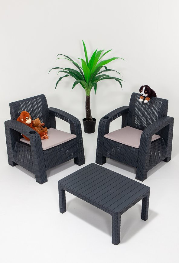 SANDALİE Olimpos 1+1+S Balkon&Teras Bahçe Mobilyası / Antrasit