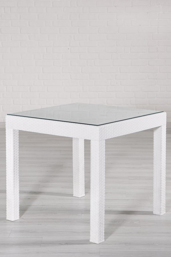 SANDALİE Rattan Small Camlı Beyaz Masa Takımı Bahçe&balkon 1 Camlı Masa + 4 Sandalye - 2