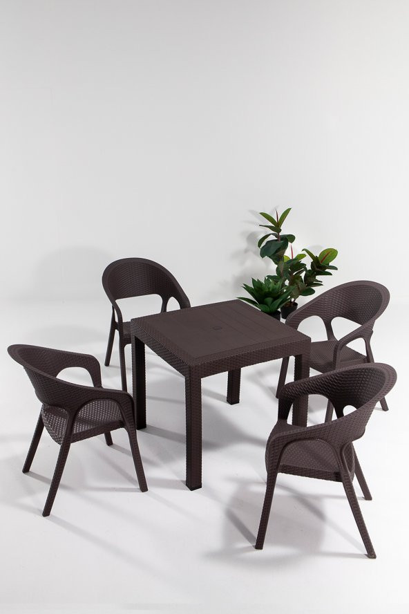 SANDALİE Garden Rattan Kahve Masa Takımı Bahçe&Balkon