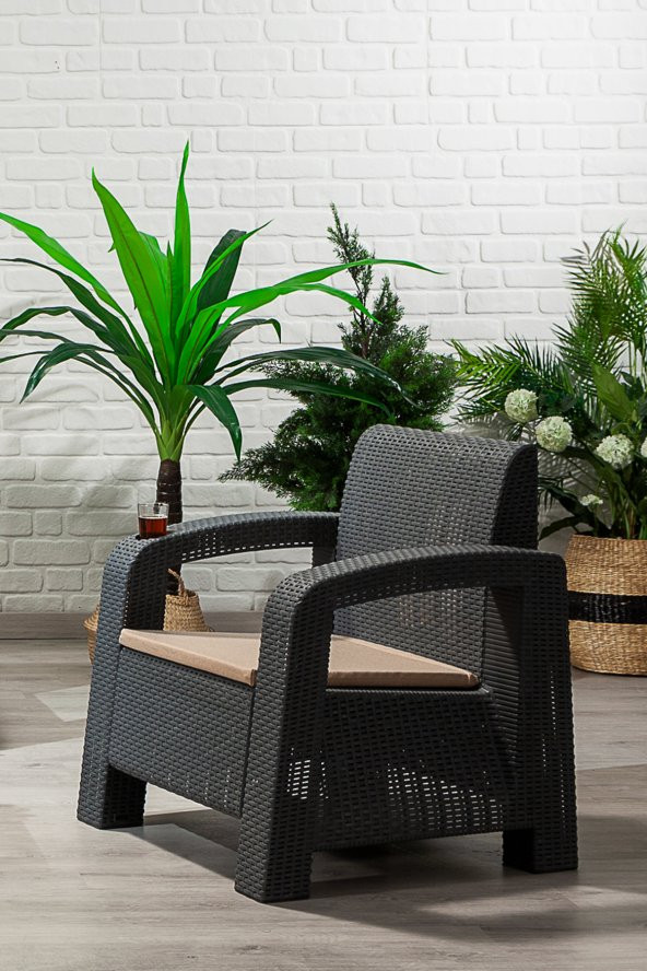 SANDALİE Olimpos 1+1+S  Balkon&Teras Bahçe Mobilyası / Antrasit - 2