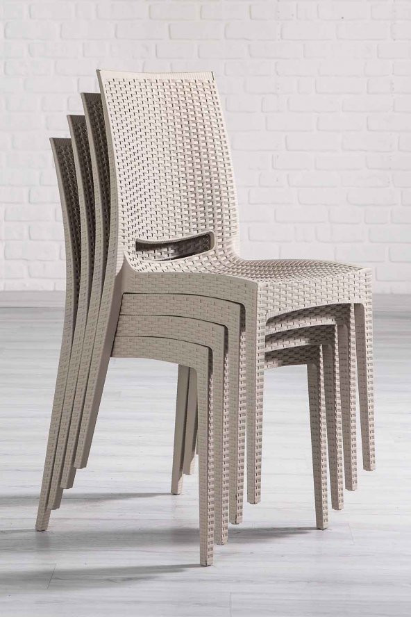 SANDALİE Rattan Small Camlı Cappucino Masa Takımı Bahçe&balkon 1 Camlı Masa + 4 Sandalye - 3