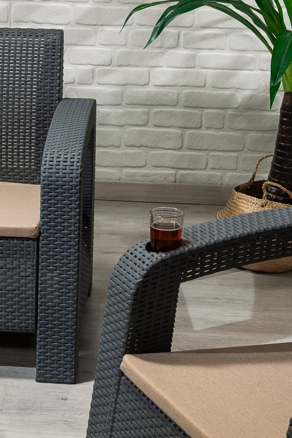 SANDALİE Olimpos 1+1+S Balkon&Teras Bahçe Mobilyası / Antrasit - 3