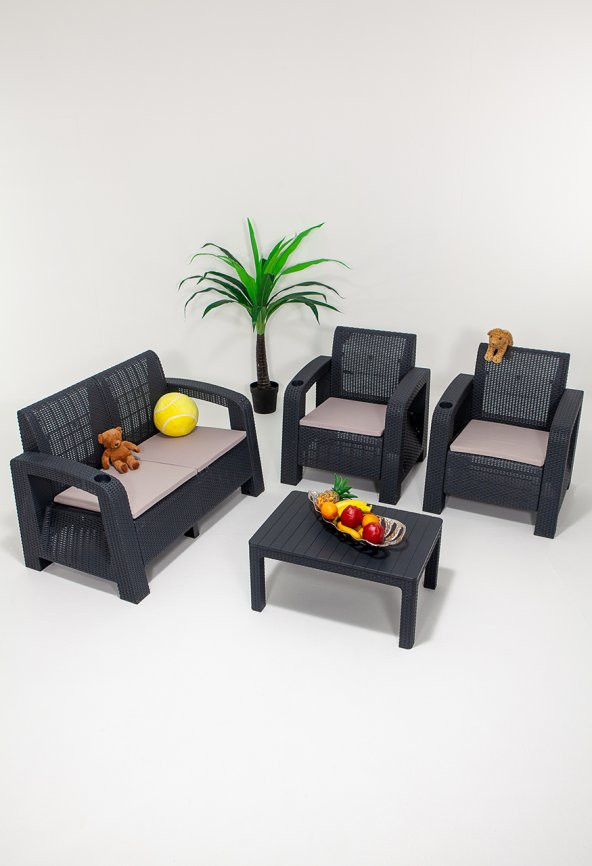 SANDALİE Olimpos 2+1+1+S Balkon&Teras Bahçe Mobilyası / Antrasit