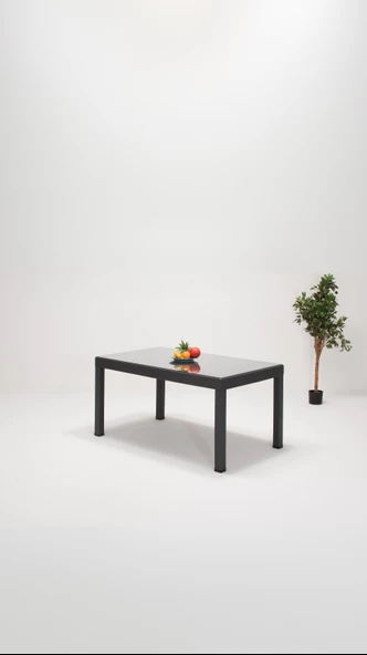 Sandalie Rattan Large Lüx Camlı Antrasit Masa Takımı Bahçe ve balkon 1 Camlı Masa + 6 Sandalye - 2