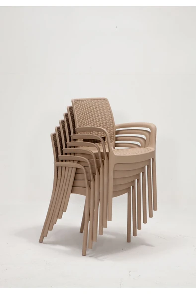 SANDALİE Rattan Lüx Dikdörtgen Cappucino Masa Takımı Bahçe&balkon - 6
