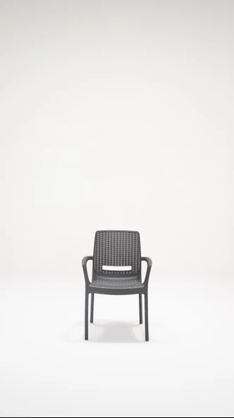 SANDALİE Rattan Lüx 90x150 Bahçe&Balkon&Teras Masa Seti - Antrasit - 3