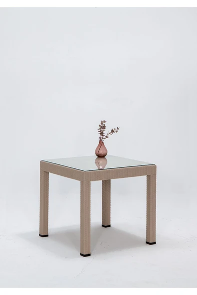 SANDALİE Rattan Small Lüx Camlı Cappucino Masa Takımı Bahçe&balkon 1 Camlı Masa + 4 Sandalye - 2