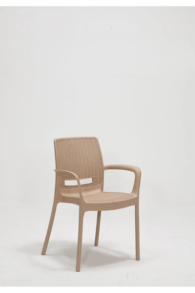 SANDALİE Rattan Large Lüx Camlı Cappucino Masa Takımı Bahçe&balkon 1 Camlı Masa + 6 Sandalye - 4