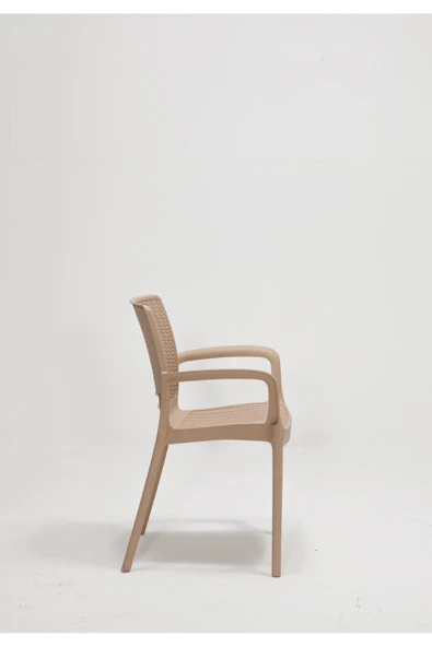 SANDALİE Rattan Small Lüx Camlı Cappucino Masa Takımı Bahçe&balkon 1 Camlı Masa + 4 Sandalye - 5