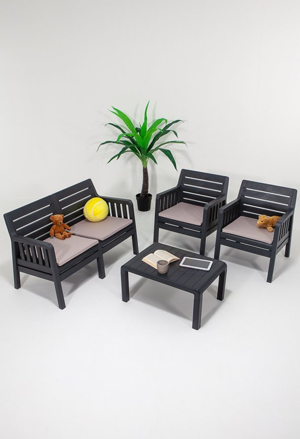 SANDALİE Lara 2 1 1 S Bahçe Takımı Balkon - Bahçe - Teras Mobilyası / Antrasit