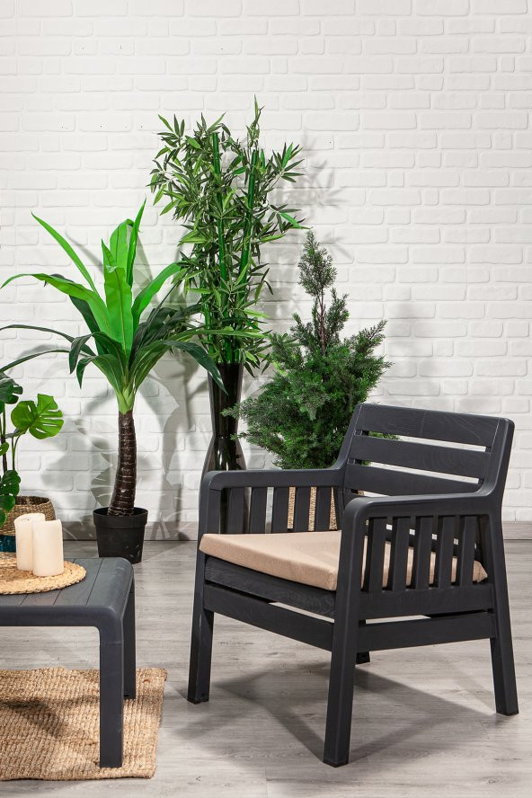 SANDALİE Lara 1+1+S Bahçe Takımı Balkon - Bahçe - Teras Mobilyası / Antrasit