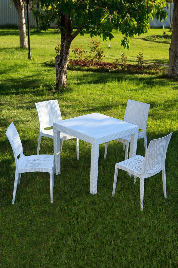 SANDALİE Rattan Masa Takımı - Beyaz