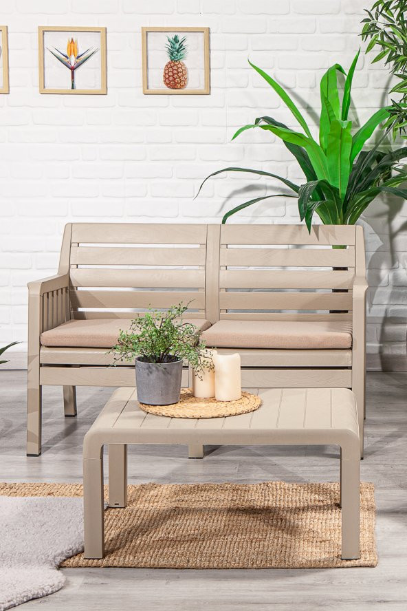 SANDALİE Lara 2+1+1+S Bahçe Takımı Balkon - Bahçe - Teras Mobilyası / Cappucino - 2