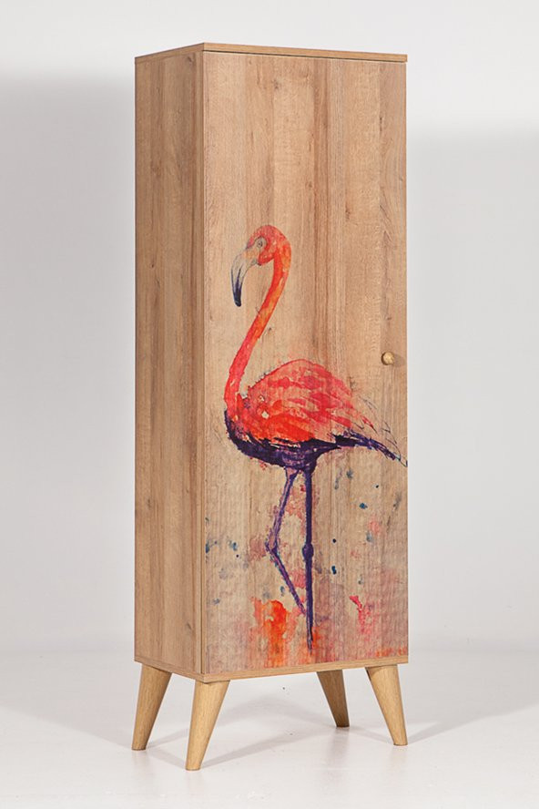 SANDALİE Bingo Flamingo / 8 Raflı Tek Kapaklı Çok Amaçlı Mutfak Dolabı Banyo Dolabı Çok Amaçlı Dolap - 2