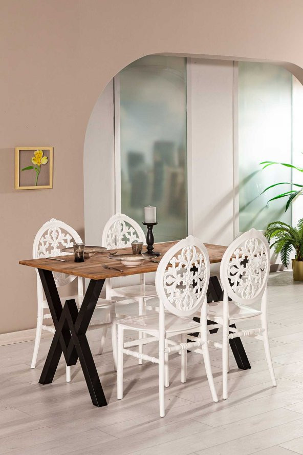 SANDALİE Matrix Wega Atlantik Çam / Venüs Mutfak Masa Takımı - Beyaz