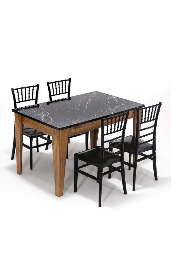 SANDALİE Avrupa / Soho Mutfak Masa Takımı 1 Masa 4 Sandalye - Siyah