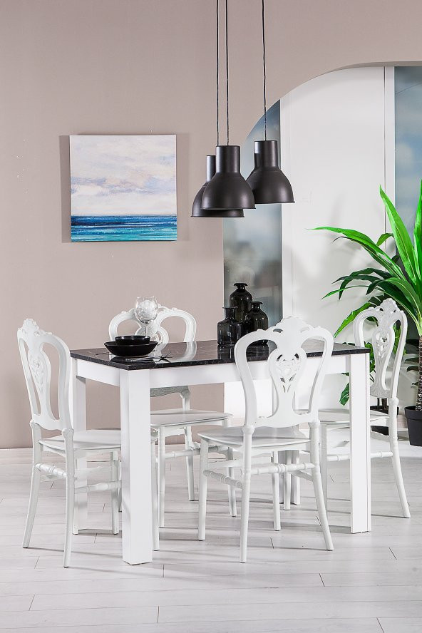 SANDALİE Mirage / Carisma Mutfak Masa Takımı 4 Sandalye 1 Masa - Beyaz ürün görseli