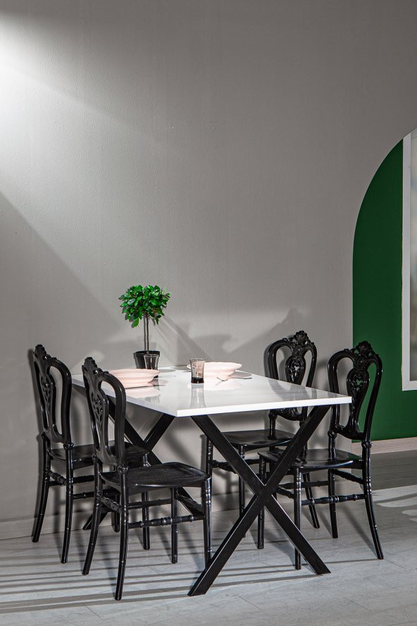 SANDALİE Matrix Maxima Beyaz - Carisma Mutfak Masa Takımı / Siyah