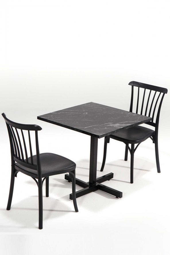 SANDALİE Tango Mermer Desen Violet Mutfak Masa Takımı - Siyah