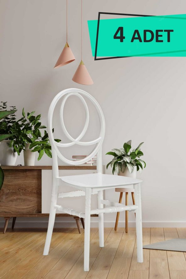 SANDALİE 4 Adet Phoenix Beyaz Sandalye / Balkon-Bahçe-Mutfak