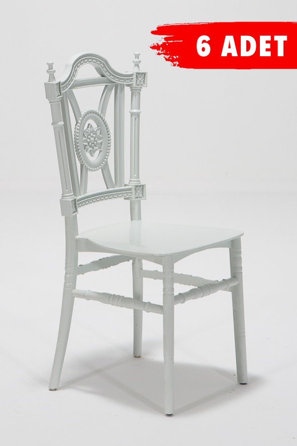 SANDALİE 6 Adet Keops Beyaz Sandalye / Balkon-Bahçe-Mutfak