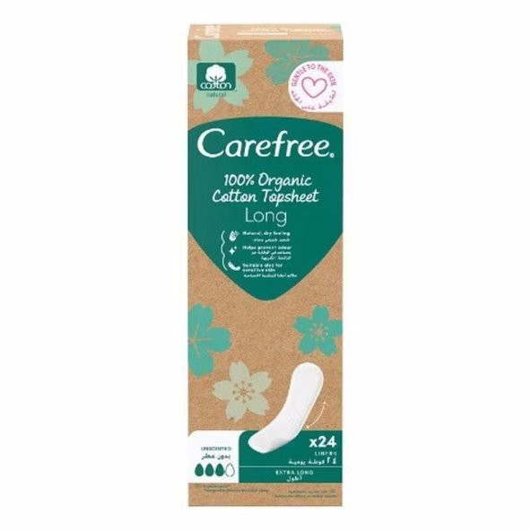 Carefree Organic Cotton Topsheet Uzun Günlük Ped 24lü