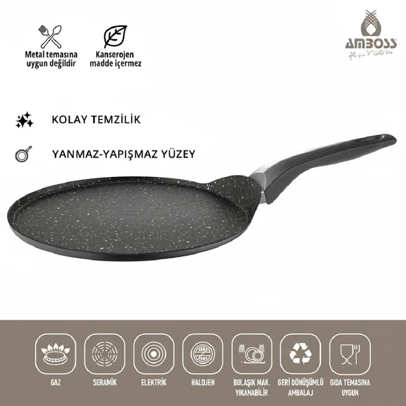 Mocca Granit Kaplama Krep Tavası 26 cm - Resim 3