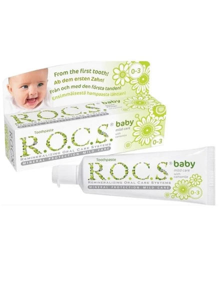 Rocs Baby Papatya Özlü Yutulabilir Diş Macunu 0-3 Yaş 35 ml