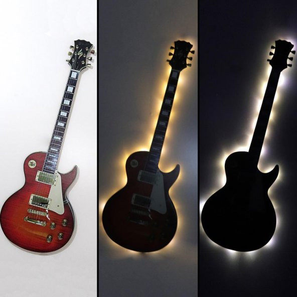 Veraart Işıklı  Uv Baskılı Duvar Dekorlu Gece Lambası Gitar 117 cm