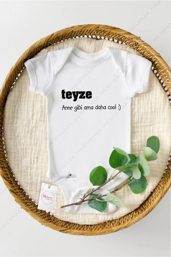 Teyze Anne Gibi ama daha cool Hediyenza Özel Tasarım Bebek Zıbın Pamuklu Çıtçıtlı Body Bebek Hediye ürün görseli 1