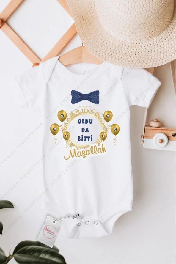 Oldu Da Bitti Sünnet Hediyenza Özel Tasarım Bebek Zıbın Pamuklu Çıtçıtlı Body Bebek Hediye