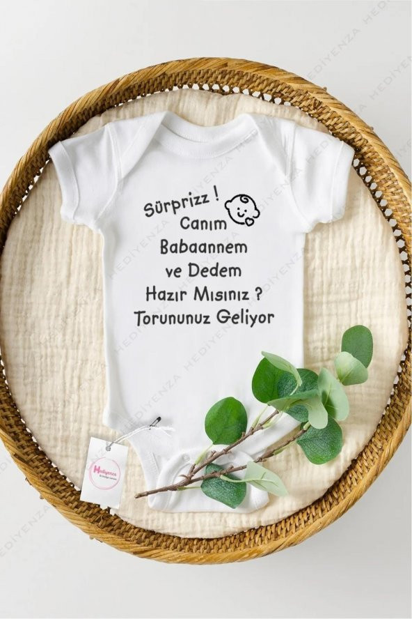 Sürpriz Babaannem Geliyorum Hediyenza Özel Tasarım Bebek Zıbın Pamuklu Çıtçıtlı Body Bebek Hediye - 1