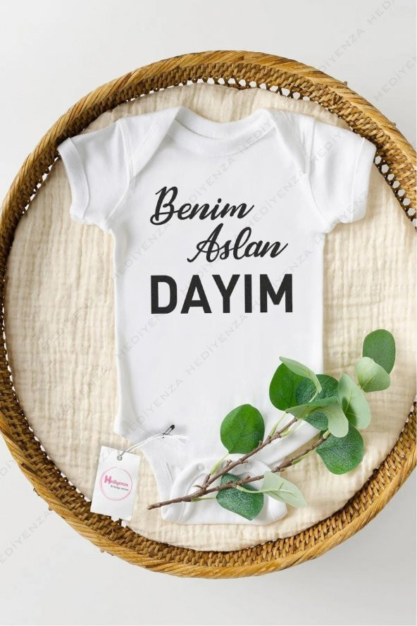 Benim Aslan Dayım Hediyenza Özel Tasarım Bebek Zıbın Pamuklu Çıtçıtlı Body Bebek Hediye ürün görseli 1