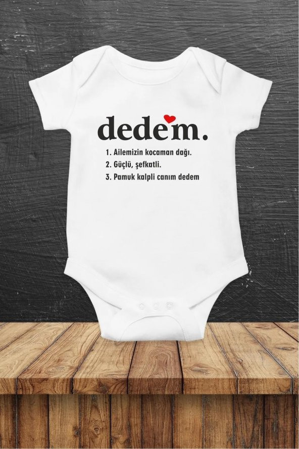 Dedem Hediyenza Özel Tasarım Bebek Zıbın Pamuklu Çıtçıtlı Body Bebek Hediye