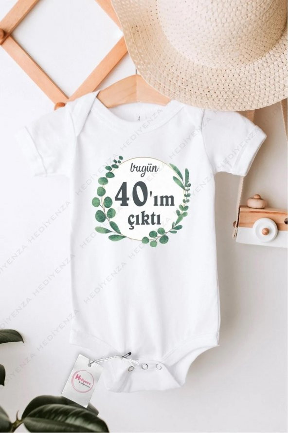 Bugün 40 ım Çıktı Hediyenza Özel Tasarım Bebek Zıbın Pamuklu Çıtçıtlı Body Bebek Hediye ürün görseli 1