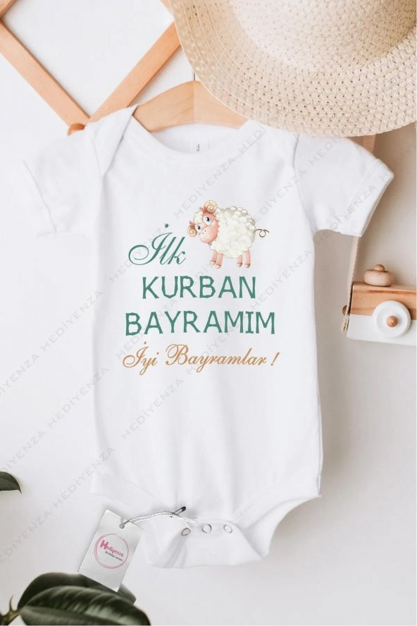 İlk Kurban Bayramım Hediyenza Özel Tasarım Bebek Zıbın Pamuklu Çıtçıtlı Body Bebek Hediye ürün görseli 1