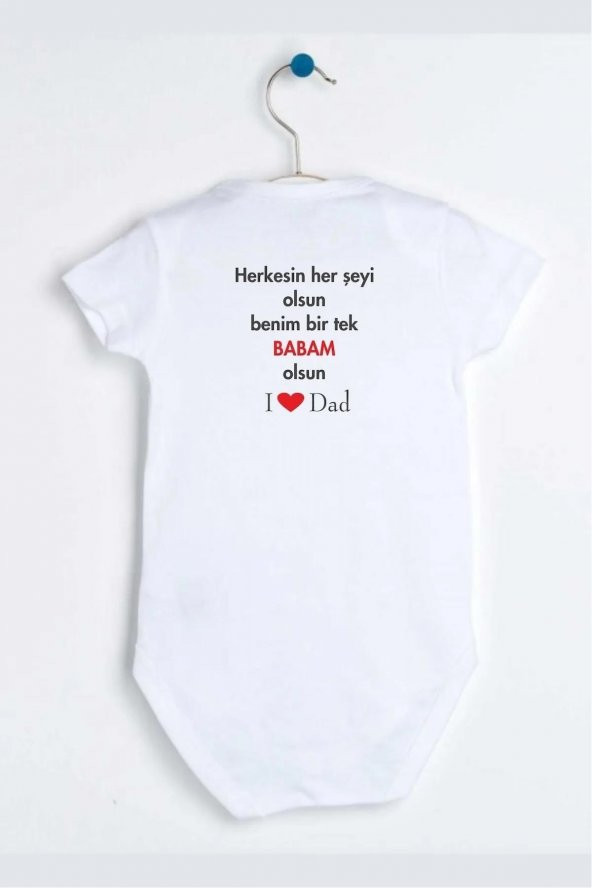 Bir Tek Babam Olsun Hediyenza Özel Tasarım Bebek Zıbın Pamuklu Çıtçıtlı Body Bebek Hediye