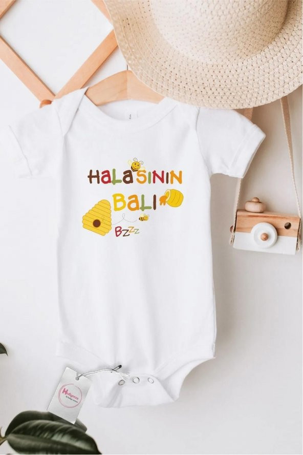 Halasının Balı Hediyenza Özel Tasarım Bebek Zıbın Pamuklu Çıtçıtlı Body Bebek Hediye - 1