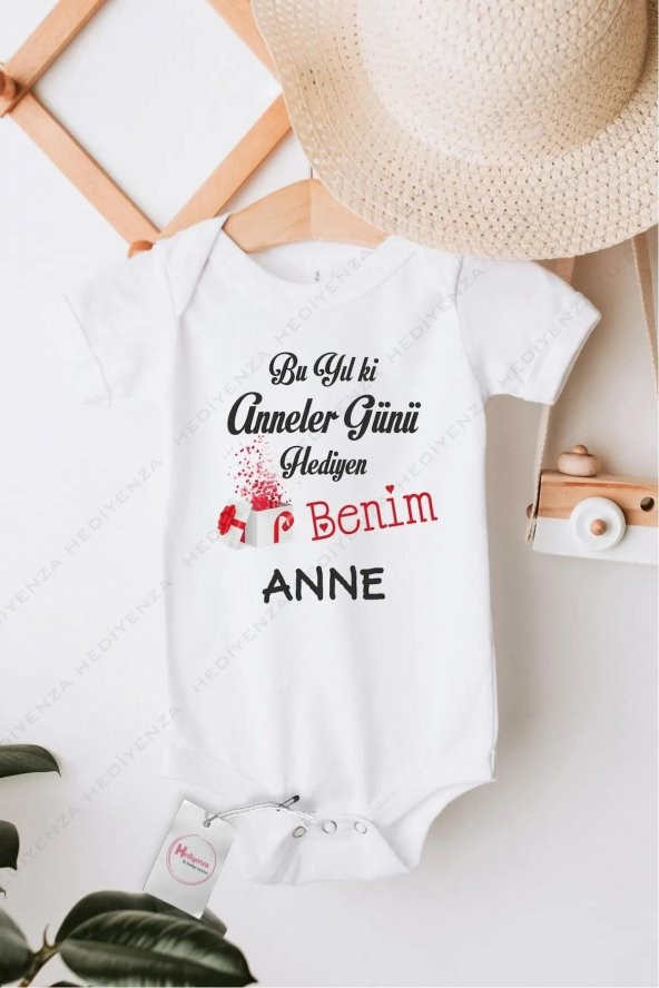 Anneler Günü Hediyen Benim Anne Hediyenza Özel Tasarım Bebek Zıbın Pamuklu Çıtçıtlı Body Bebek Hediye