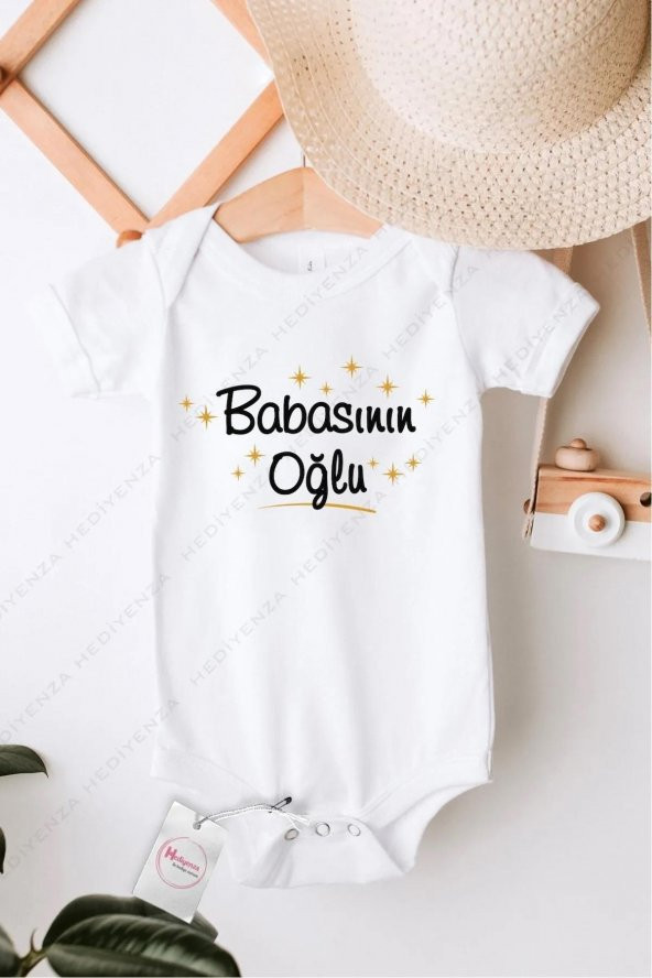 Babasının oğlu Hediyenza Özel Tasarım Bebek Zıbın Pamuklu Çıtçıtlı Body Bebek Hediye