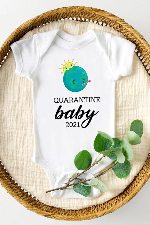 Quarantine Baby Hediyenza Özel Tasarım Bebek Zıbın Pamuklu Çıtçıtlı Body Bebek Hediye