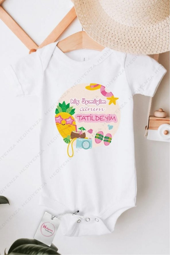 Hiç Öpmiyim Canım Tatildeyim Hediyenza Özel Tasarım Bebek Zıbın Pamuklu Çıtçıtlı Body Bebek Hediye