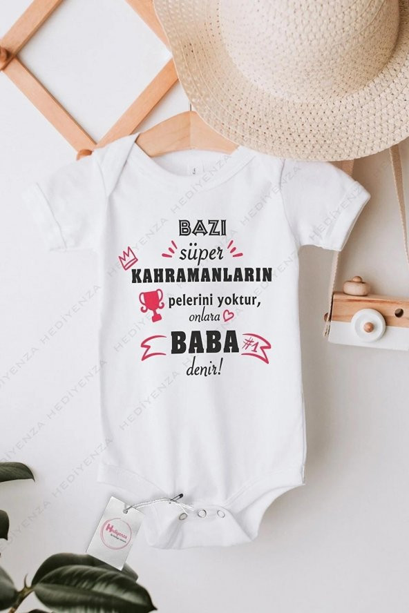 Süper Kahraman Baba Hediyenza Özel Tasarım Bebek Zıbın Pamuklu Çıtçıtlı Body Bebek Hediye ürün görseli 1
