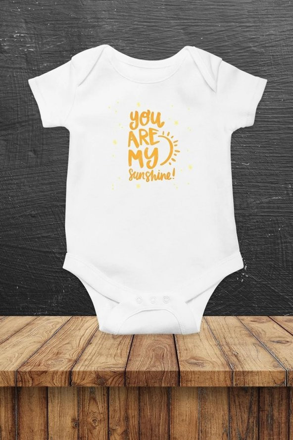 You Are My Sunshine Hediyenza Özel Tasarım Bebek Zıbın Pamuklu Çıtçıtlı Body Bebek Hediye ürün görseli 1