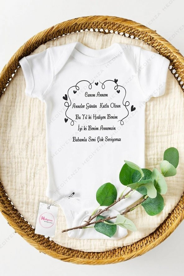 Canım Annem Anneler Günün Kutlu Olsun Hediyenza Özel Tasarım Bebek Zıbın Pamuklu Çıtçıtlı Body Bebek Hediye - 1