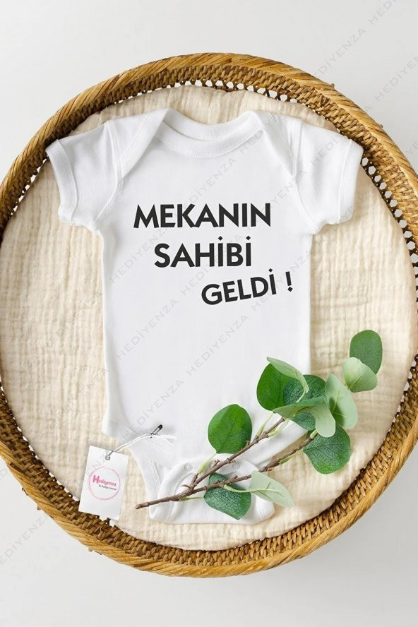 Mekanın Sahibi Geldi Hediyenza Özel Tasarım Bebek Zıbın Pamuklu Çıtçıtlı Body Bebek Hediye ürün görseli 1