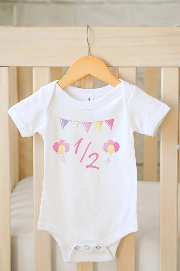 Half Birthday 2 Hediyenza Özel Tasarım Bebek Zıbın Pamuklu Çıtçıtlı Body Bebek Hediye ürün görseli 1
